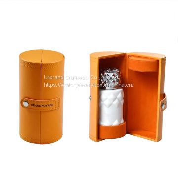 Luxury Leather Empty Perfume Bottle Boxes Round Tube Perfume Gift Box Packaging