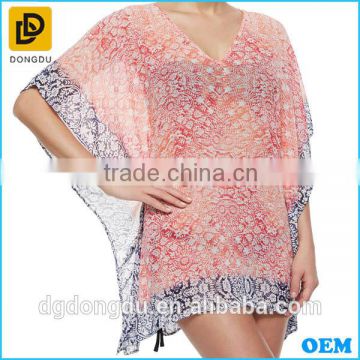 2016 printed tunic with contrast edges swimwear