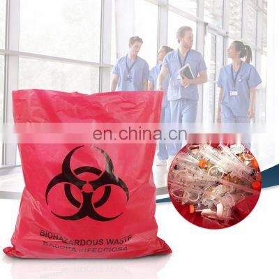 Factory cheapest price Red and Yellow Plastic Biohazard  Disposable medical waste bag for hospital