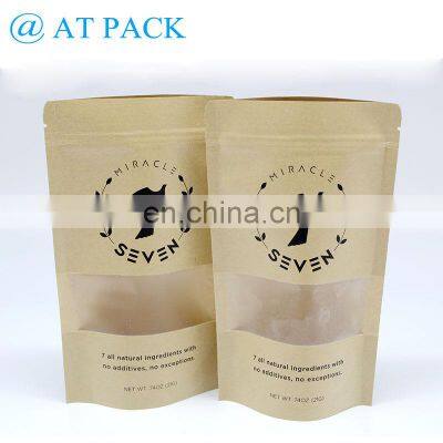 Custom printed resealable food grade craft paper bag with window