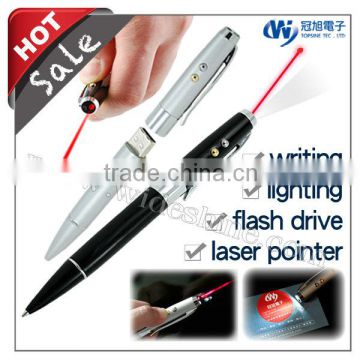 4 in 1 laser pointer ball pen and led light pen usb flash drive