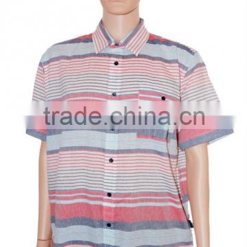 Men's fashion cotton short sleeve stripes shirt in Guangdong