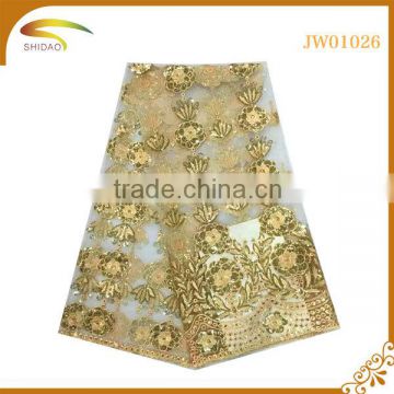 2016 hot sale SD- JW01026-36 custom promotional tulle China embroidery french lace for garment wedding dress making fabric