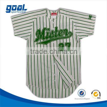 Wholesale polyester blank white digital printing pinstripe baseball jersey