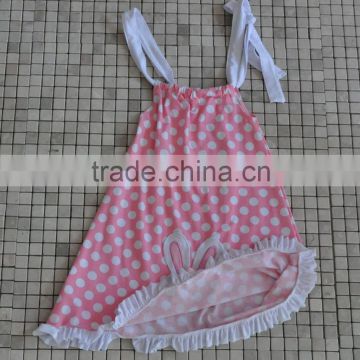 pink with white polka dot toddler rabbit embroidery outfits