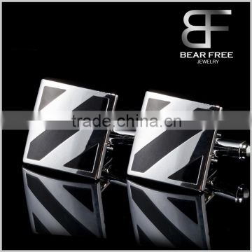 Enamel Cufflinks Silver and Black Stripes Custom Designs for Mens