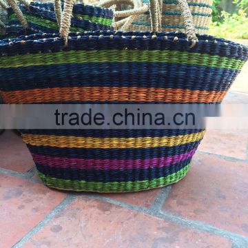 Seagrass handmade handbags,Best quality multi-color seagrass plant beach bag with handle