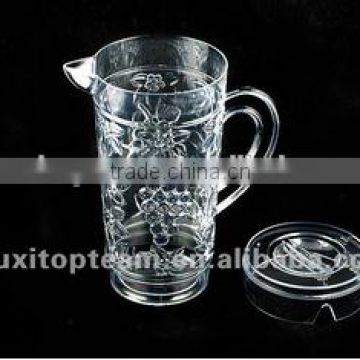 Plastic beverage pitcher with lid