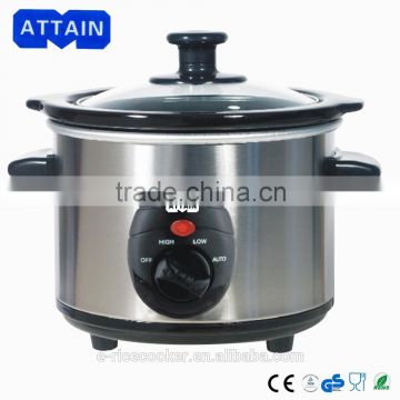 Mini stainless steel outer body electric slow cooker ceramic inner pot