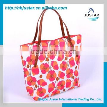 Custom Stocks cotton flower handbags wholesale fashion cotton tote bag designer flower shopping bag