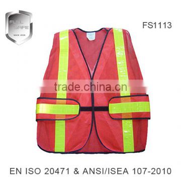 Hi-vis safety reflective vest with ENSI20471