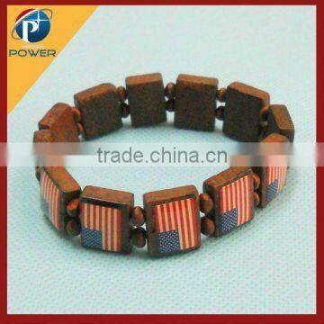 American flag wooden jesus bracelet