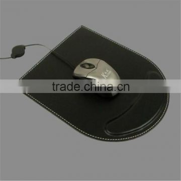 Customized design genuine leather mouse mat pad holder with wrist rest