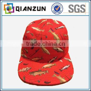 Custom Floral Red 5 Panel Flat Brim Hat and Cap Wholesale