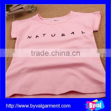 Wholesale 100% Organic Cotton Pink printed/Plain Cute Kid's T-shirt for Girl