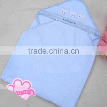 custom logo plain color cotton baby towel with hood