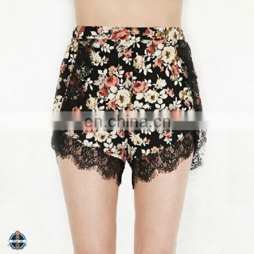 T-WS506 Flower Print Hot Sales Rayon Pom Pom Shorts
