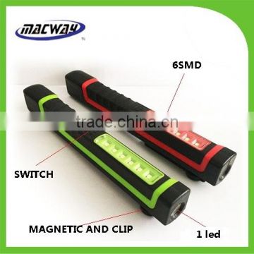 6SMD+1LED Pen clip Light Work Lamp with magnetic