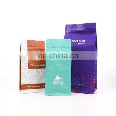 Wholesale Eco Friendly Resealable Private Label Flat Bottom Gusset 12oz One Way Valve Custom Printed Coffee Bag
