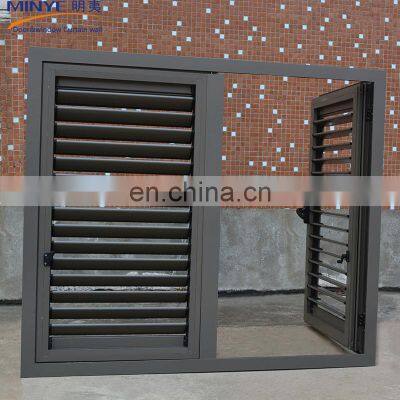 high quality aluminum profile french casement window plantation shutter