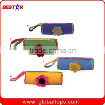 Colorful Pencil Bag with Flower