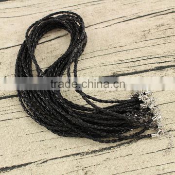 BC1158 Wholesale fashion DIY black braided plaited leather cord necklace chains