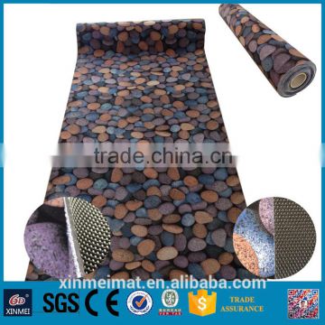 Pebble printed brushed fabric anti-slip toilet mat china supplier