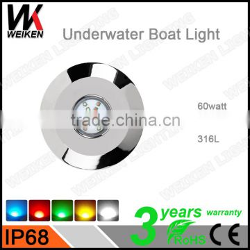 316L Stainless Steel RGB IP68 60w boat yacht accessories led Underwater Light