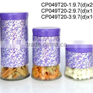 CP049T20 round glass jar with metal casing
