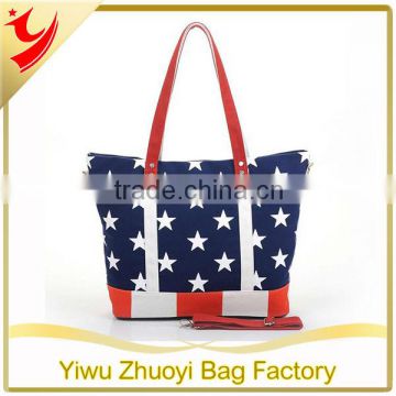 New promotional canvas tote shopping bags with usa flag print