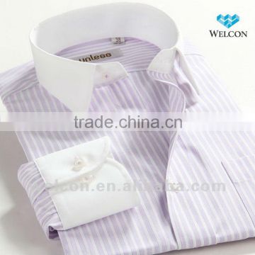 European style long sleeve latest brand design stripe formal dress men cotton shirt fashion