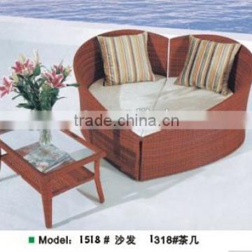hot sale cheap factory wholesale love heart shape romantic rattan sofa