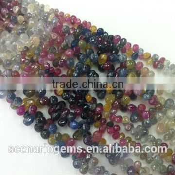 #21HZ Natural Multi-Color Tear Drop Faceted Gemstone Loose Beads Sapphire