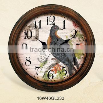 16 inch wooden bird dial antique unique wall clock designs (16W46GL233)