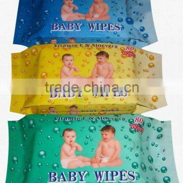 80pc flowpack CE certification cheap baby wipe, refreshing towel, China OEM manufacturer