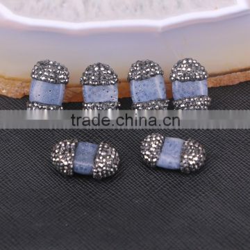 Blue Coral Connector Beads with Pave Rhinestone Druzy Jewelry, Gemstone Charm Beads For Jewelry Making