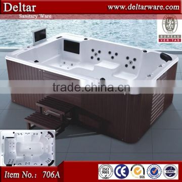 ISO9001 high class spa bathtub for club ,club whirlpool spa tub , 12 person bathtub tv