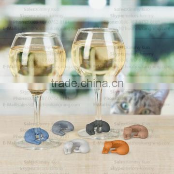 Customized funny silicone colorful wine drink glass markers for party