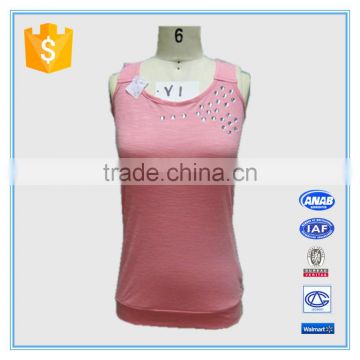 2016 Ladies Western Knitted Tops Pink Vest With Beaded