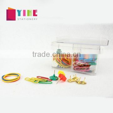 Suit stationery paperclip+colored rubber+Glod Thumbtack +Hexagon pin Set