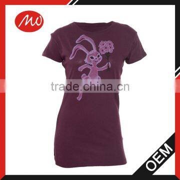 Ladies slim fitted rabbit print thin t-shirt