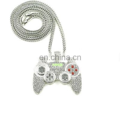 Hiphop Jewelry High Quaity Game Console Handle Necklace Pendant Gold Chain Crystal Brass Necklace Charms For Children Boys Gifts