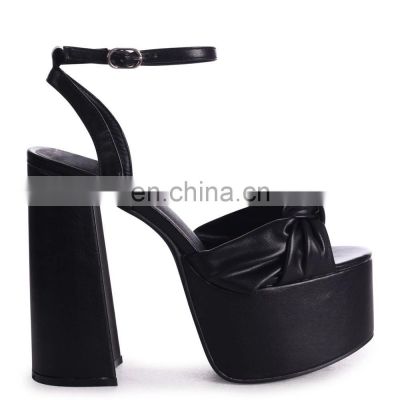 Ladies wholesale Black color high heels ankle strap extreme platform women sandals shoes made in Spain