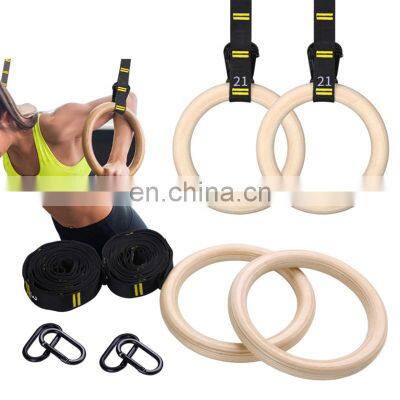 2021 Outdoor Exercises Gym Sale Carabiners Fitness Workout Mount Gymnastic Rings Wood