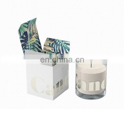 White private labels candles packaging with frosted glass bottle wholesale paper folding box