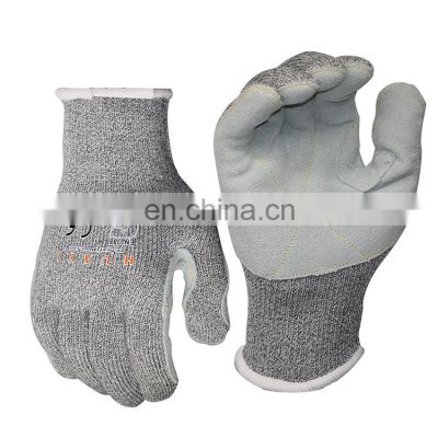 High Cut Resistance Working Gloves Abrasion Resistant Heavy Duty Cut Proof Level 5 Safety Gloves With Split Leather Palm Gloves
