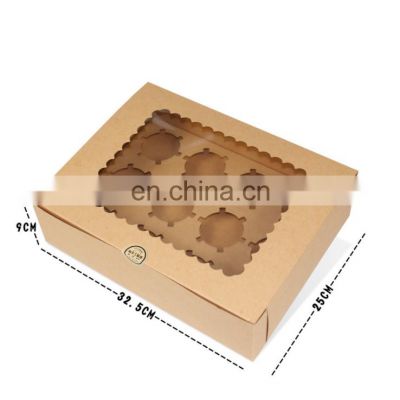 Wholesale Custom Kraft paper white cardboard  2 4 6 12 Compartment transparent packaging Muffin mini cupcake box with window