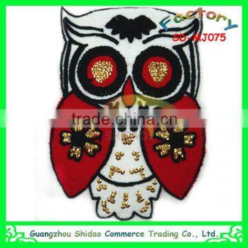 New products owl design patch for clothes embroidery design wool patch for garment decorative