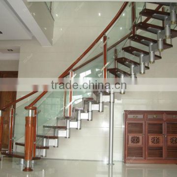 Indoor twisted stairs with glass