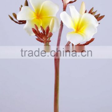 30 cm PVC Real Touch Frangipani Spray with 2 Flowers & 1 Bud Artificial Flower